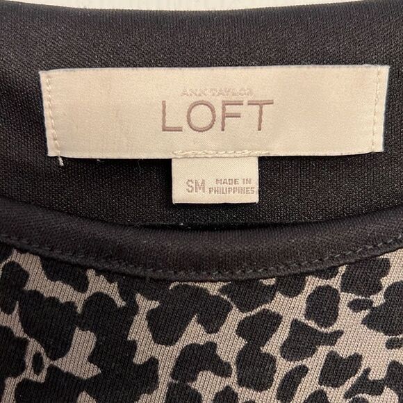 LOFT Black & Gray Print Dress (SM) - Picture 5 of 7